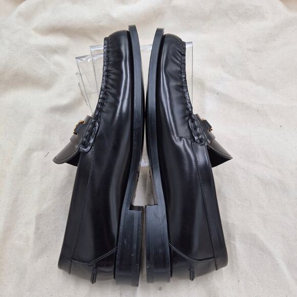 Versace Black Leather Loafers with Gold Medusa Hardware